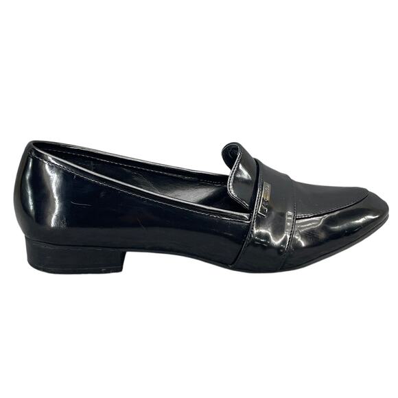 Calvin Klein 90s  Black Patent Leather Slip On Block Heel Loafer Women 8M - Picture 2 of 10